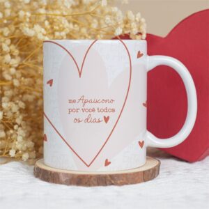 Kit com frases e ilustrações para presentes de casal, Caneca Namorados