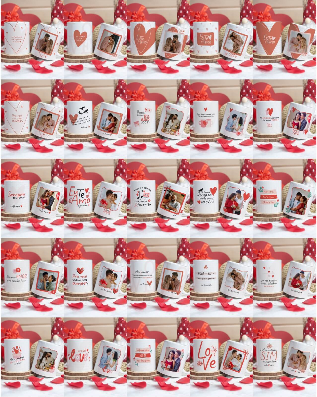 Kit criativo com artes para presentes personalizados de Dia dos Namorados, Caneca Namorados