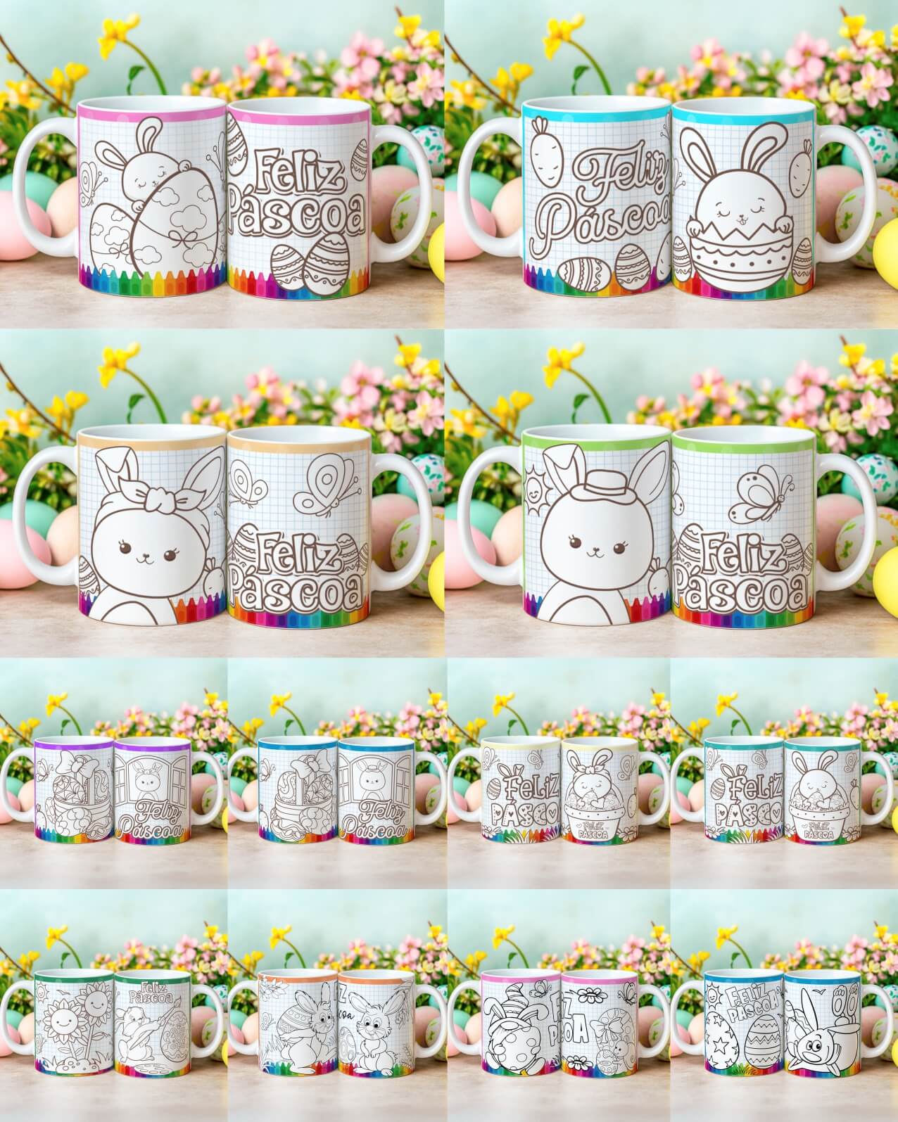 Kit 5 Caneca Colorir V4
