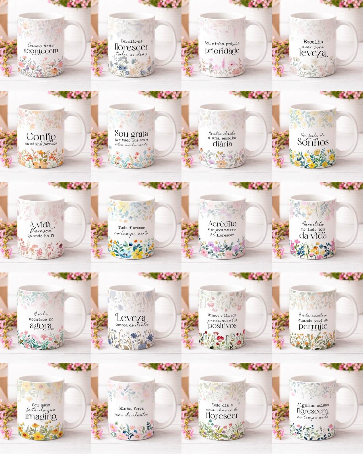 Kit Canecas Frases Florescer