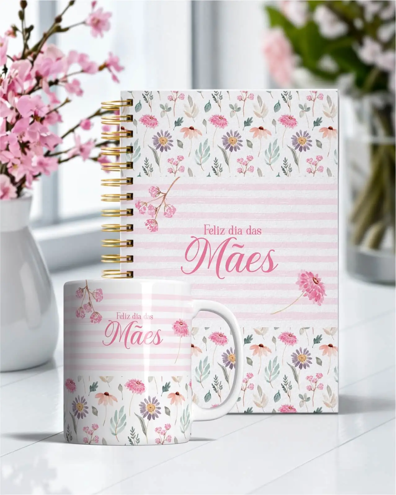 Vintage - Arte Grátis Caneca e Capa Agenda Dia das Mães