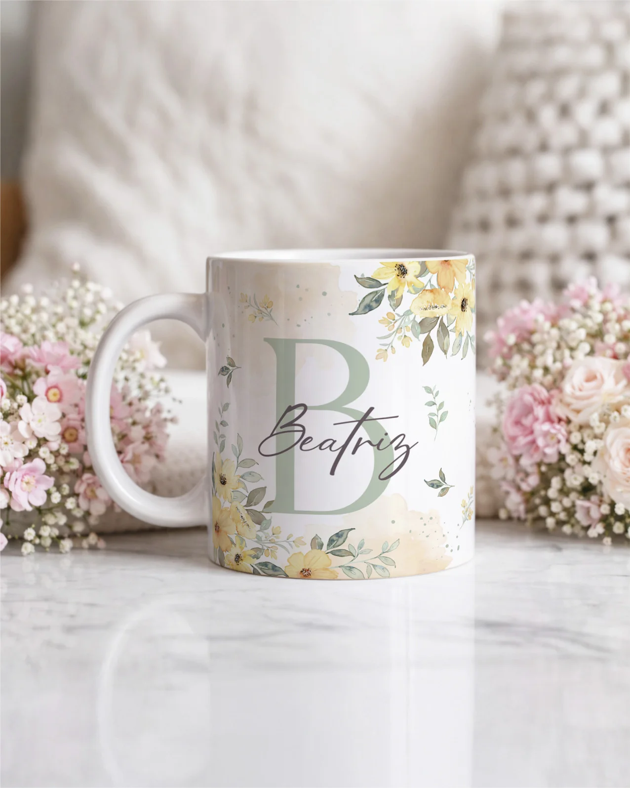 Vintage - Kit Caneca Alfabeto Floral V5 B