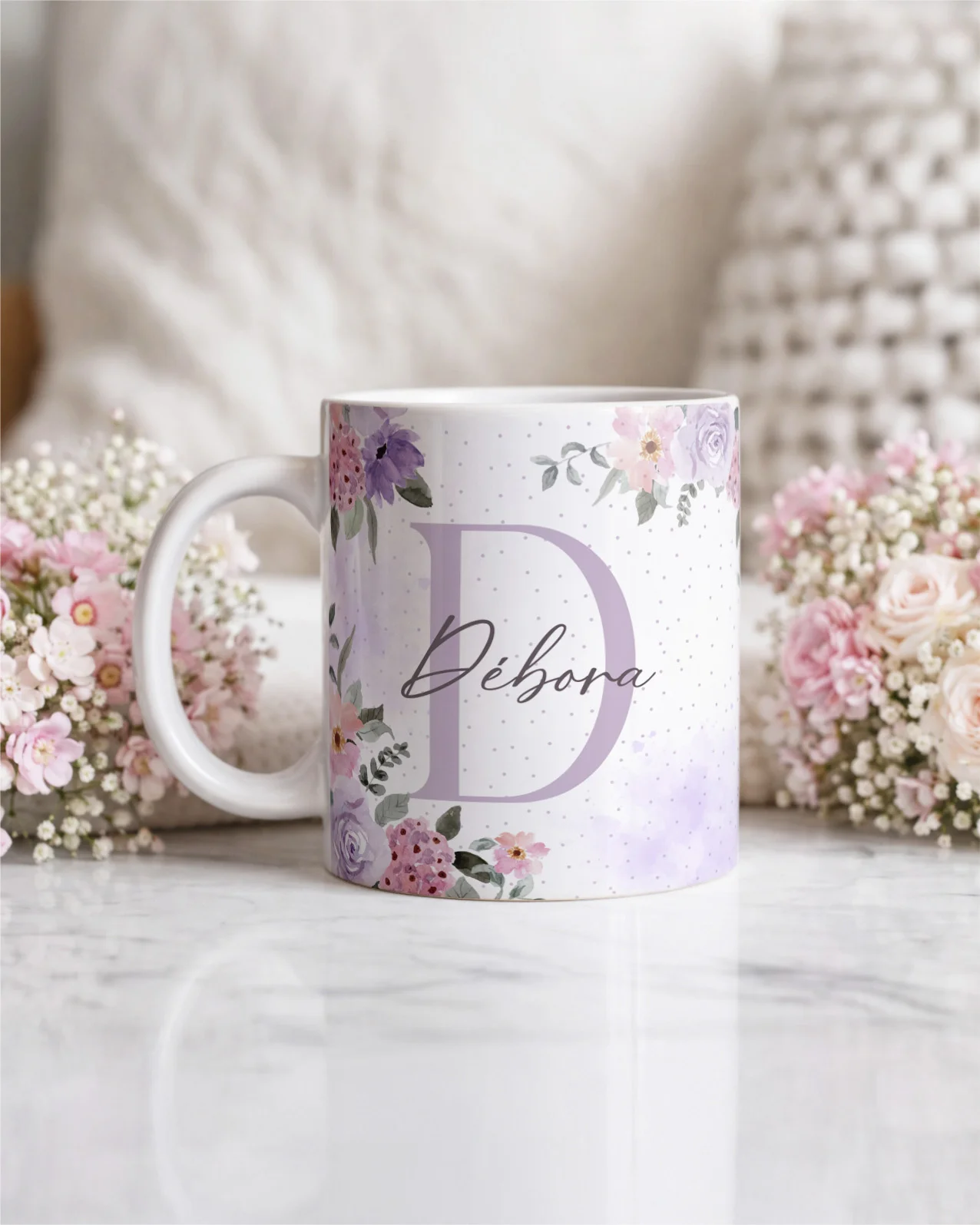 Vintage - Kit Caneca Alfabeto Floral V5 D