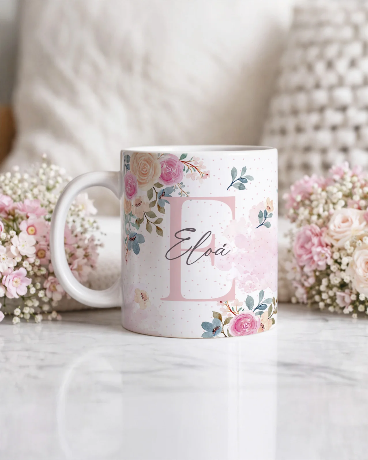 Vintage - Kit Caneca Alfabeto Floral V5 E