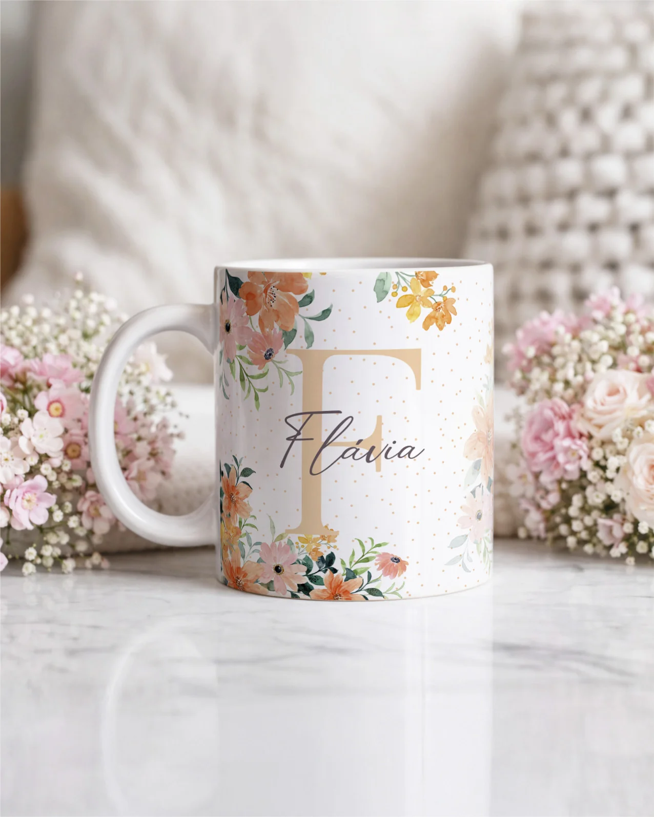 Vintage - Kit Caneca Alfabeto Floral V5 F