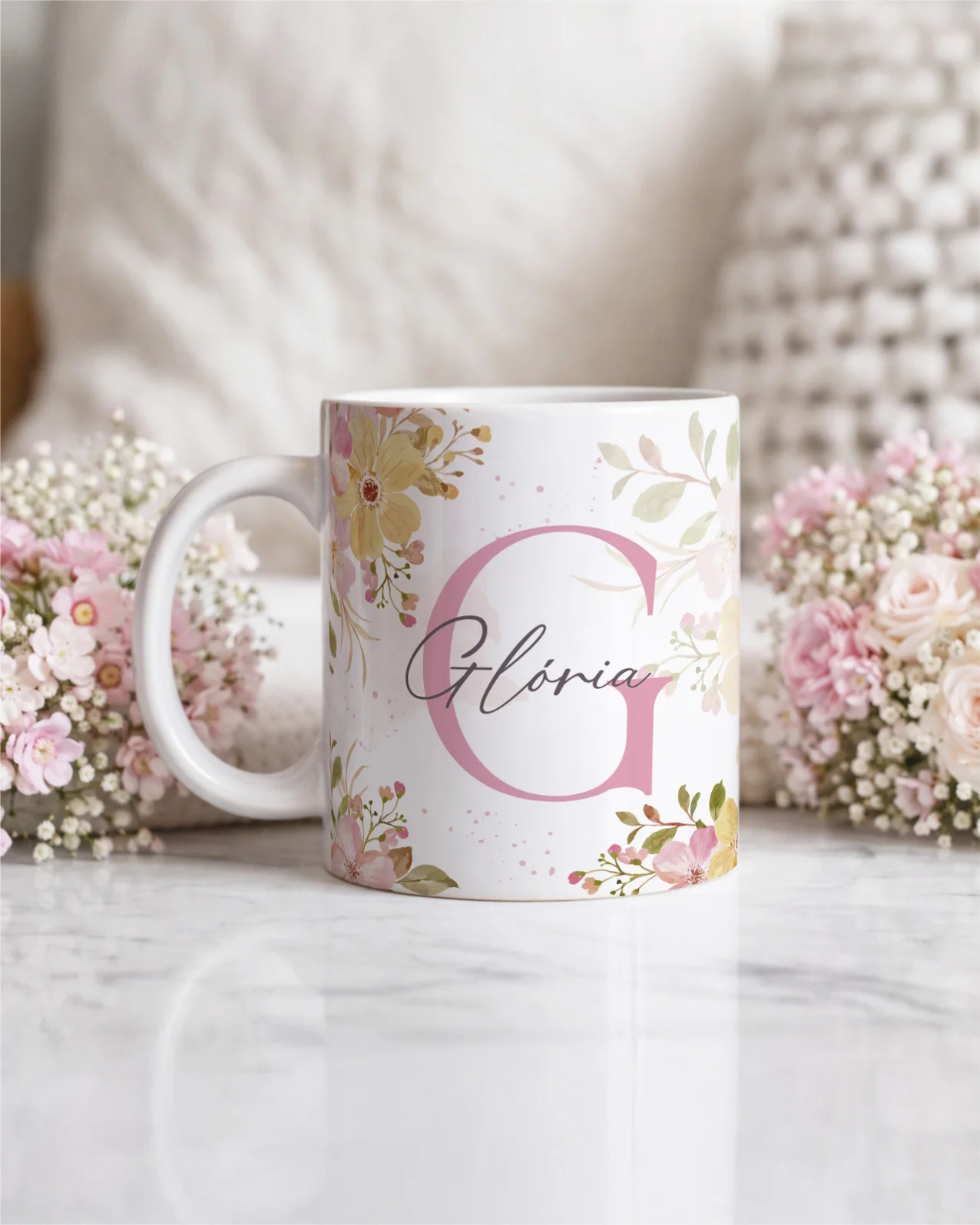 Vintage - Kit Caneca Alfabeto Floral V5 G