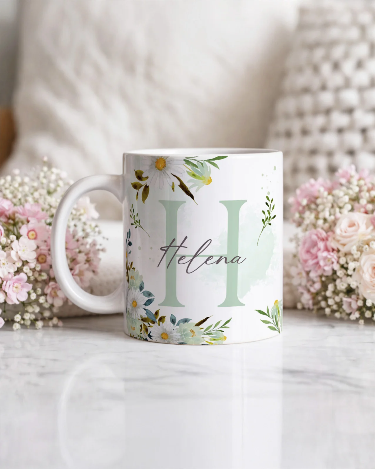 Vintage - Kit Caneca Alfabeto Floral V5 H
