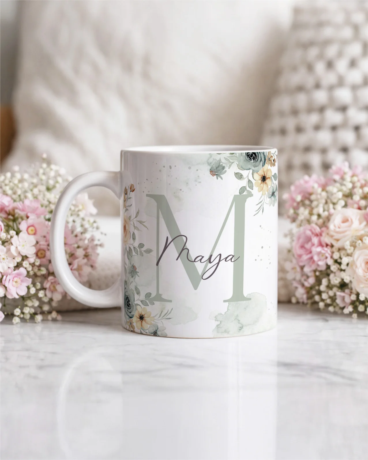 Vintage - Kit Caneca Alfabeto Floral V5 M