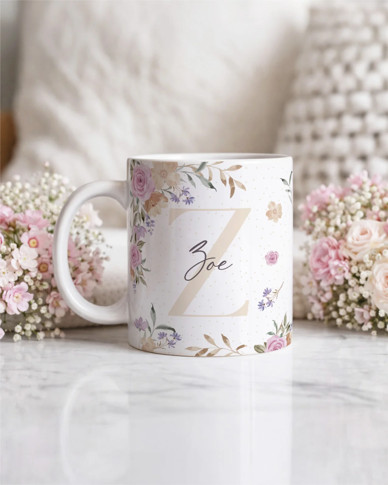 Vintage - Kit Caneca Alfabeto Floral V5 Z